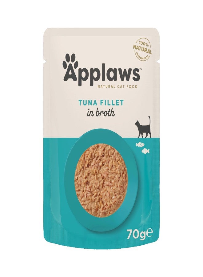 Applaws Natural Premium Wet Cat Food for Adult Cats, Tuna Fillet in Broth Pack of 12 x 70g Pouches